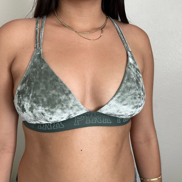 Mint Green Velvet XS PINK Bralette - Picture 6 of 6